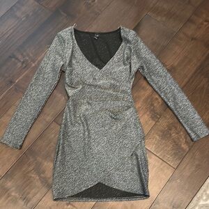 Elegant Silver Long Sleeve Dress